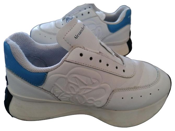 Alexander McQueen Sprint Runner Leder-Sneaker - Weiß/Blau