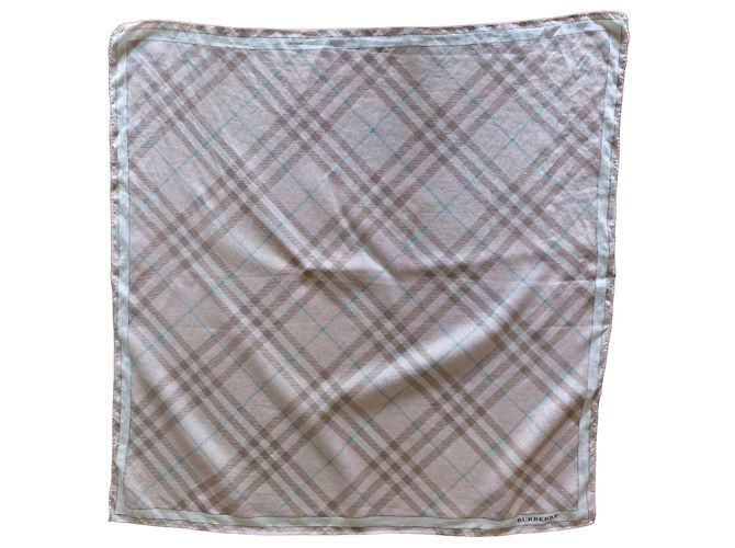 Burberry Seidentuch mit Karomuster Pink Weiß Beige