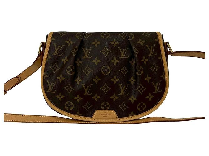 Borsa a tracolla Louis Vuitton Menilmontant PM in pelle monogramma Marrone