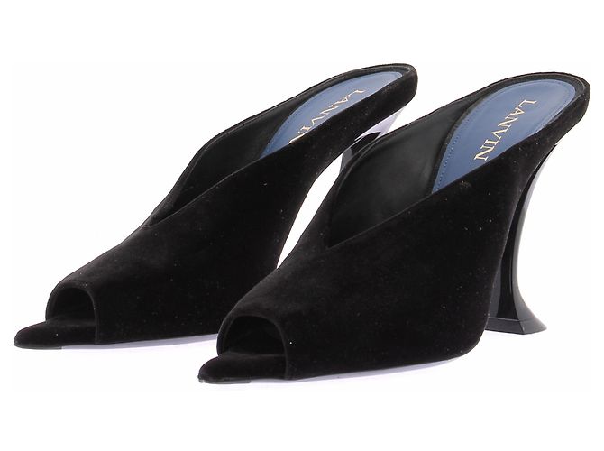 Lanvin Mules en daim noires "Midnight"