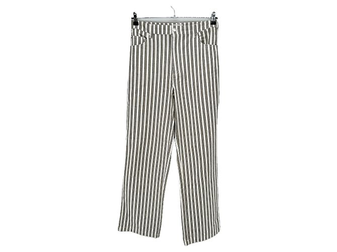 Claire Dévé Jeans a righe kaki e bianco Cachi