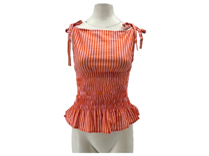 Autre Marque THE POKE STORE Gestreiftes Baumwoll Top Orange