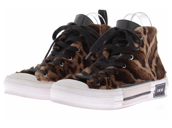 Dior Baskets en fourrure synthétique marron