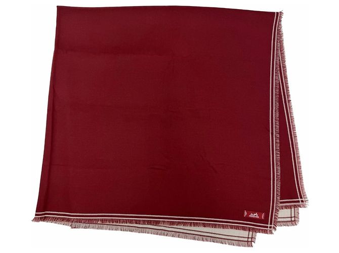 Hermès Sciarpa in cashmere Carre Geant Hermes Bordò Bianco sporco 