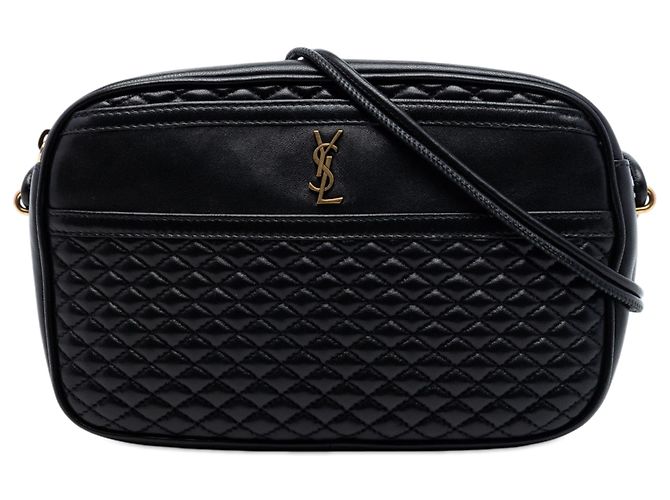Bolsa de câmera Victoire em pele de cordeiro acolchoada preta Saint Laurent Preto