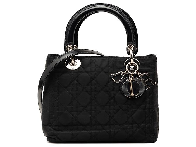 Dior Schwarz Nylon Cannage Lady Dior Medium