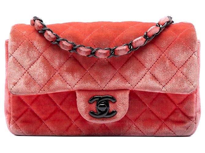 Chanel Orange Mini Rectangular Classic Velvet Single Flap Angeln