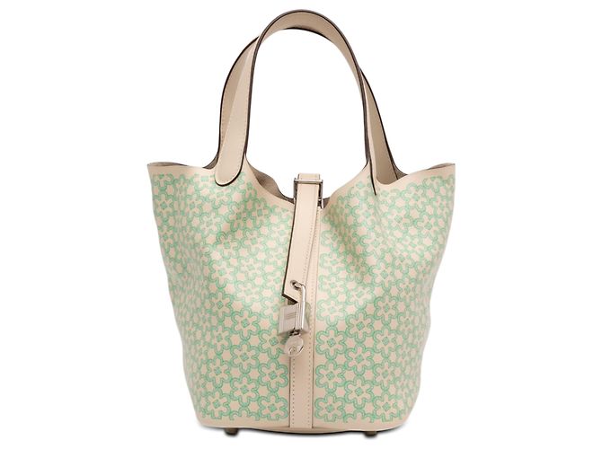 Hermès White Swift Lucky Daisy Picotin Lock 18 Blanc
