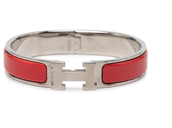 Hermès Clic H Armband aus rotem Emaille schmal PM