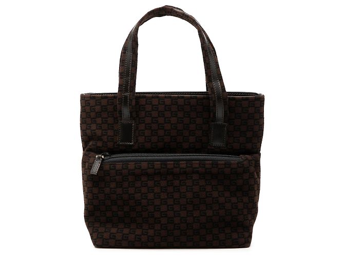 Borsa Tote Quadrata in Jacquard Marrone Gucci Marrone scuro