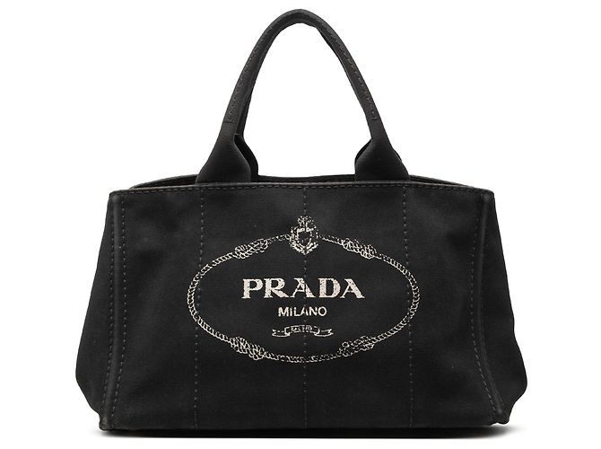 Bolso Prada Black Canvas Canapa Logo Negro
