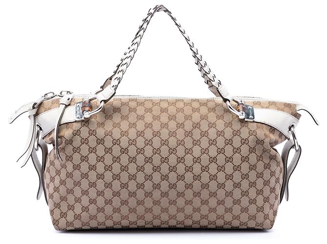 Tote Gucci Beige Medium GG Canvas Bamboo Bar