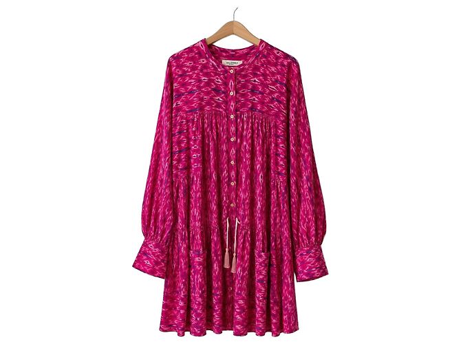 Isabel Marant Vestido Largo Estampado Abstracto Rosa y Azul Multicolor