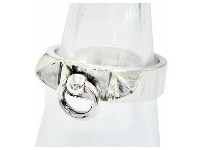 Hermès HERMES Collier de Chien Ring in Silber