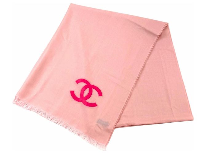 Echarpe Chanel 23C em mistura de cashmere e seda rosa