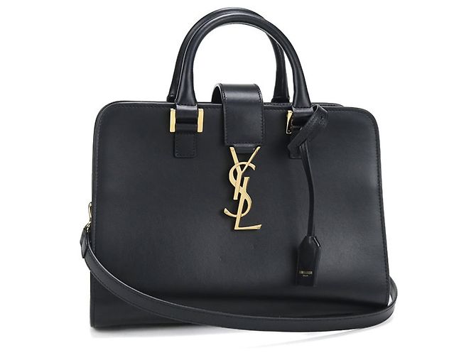 Borsa a mano in pelle nera Saint Laurent Nero