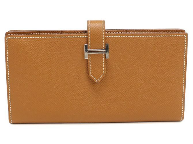 Hermès Carteira longa de couro Epsom dourado Hermes