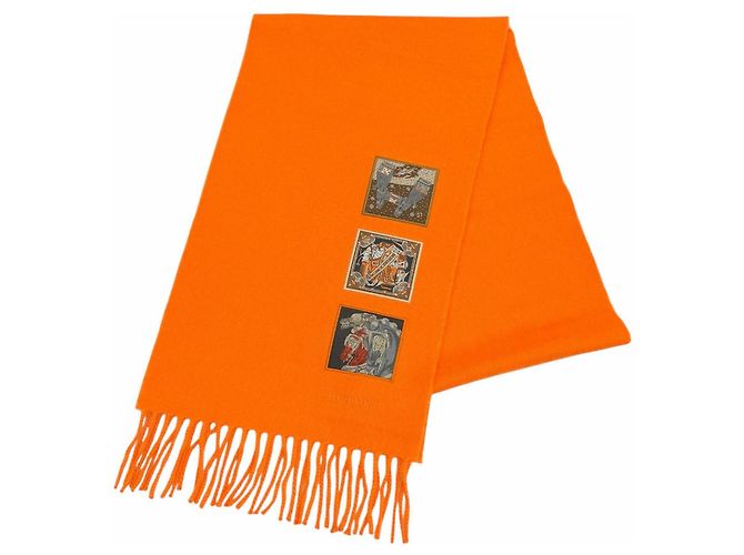 Echarpe de cashmere e seda Hermès laranja