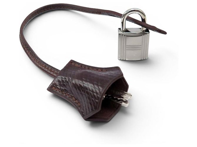 Hermès NEW SET HERMES PADLOCK + ZIPPER PULL WITH BELL KEY FOR KELLY BAG Brown