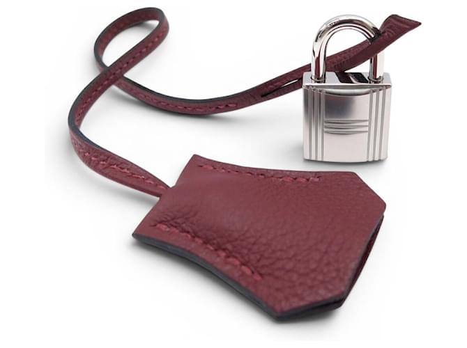 Hermès NEW SET HERMES PADLOCK + ZIPPER PULL WITH BELL KEY FOR KELLY BAG Red 