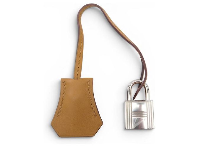 Hermès NEW SET HERMES PADLOCK + ZIPPER PULL WITH BELL KELLY BAG KEY Camel
