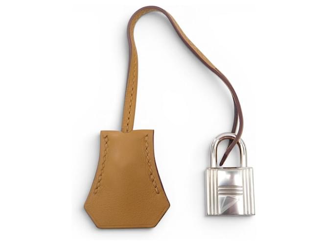 Hermès NEW SET HERMES PADLOCK + ZIPPER PULL WITH BELL KELLY BAG KEY Camel 