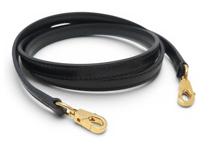 Hermès NEW HERMES SHOULDER STRAP FOR MINI KELLY BAG SMOOTH CALFSKIN BLACK SHOULDER STRAP