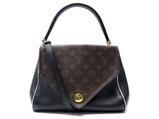 SAC A MAIN LOUIS VUITTON DOUBLE V M54439 EN CUIR NOIR ET TOILE MONOGRAMME