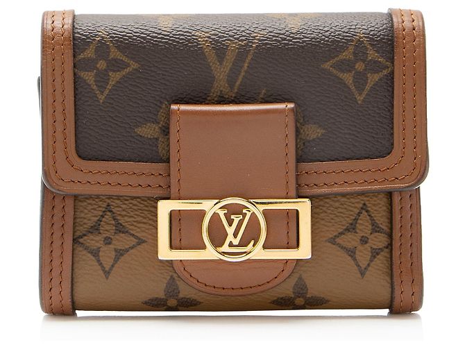 Louis Vuitton Reverse Monogram Dauphine Compact Wallet Brown