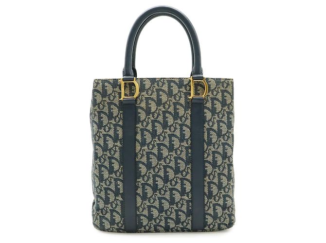 Dior Trotter Jacquard Canvas Leder Handtasche Blau