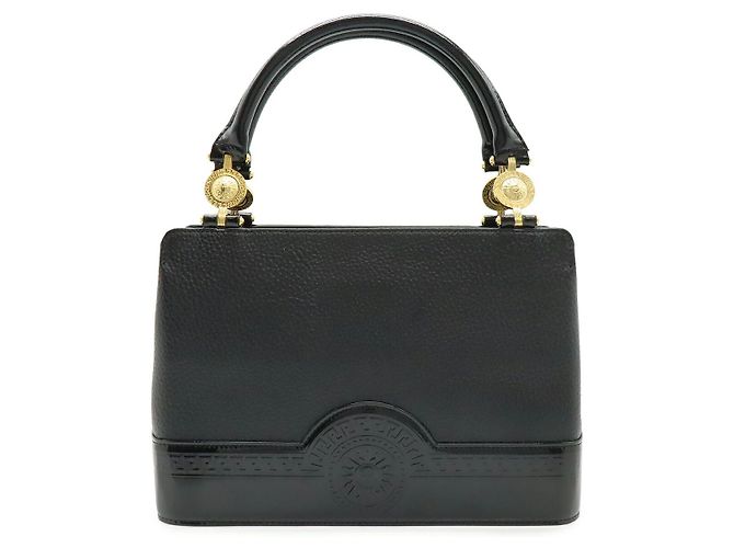 Versace Sunburst Lederhandtasche Schwarz 