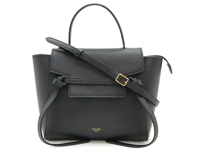 Belt Bag Céline Sac à main 2WAY Nano Celine en cuir Noir