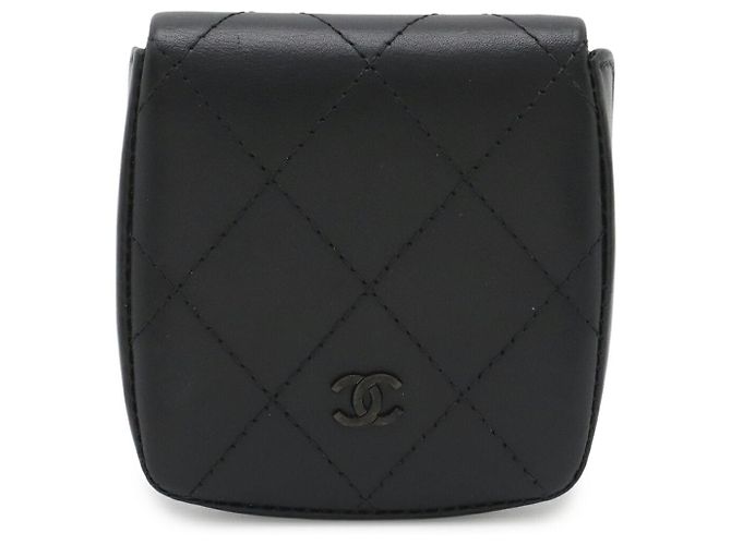 Chanel Leather Coco Mark Coin Case Black