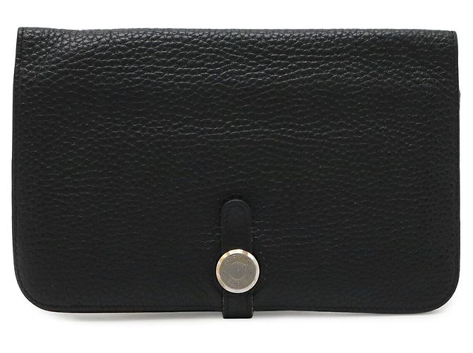 Hermès Hermes Dogon Duo GM Bifold Wallet Black Leather