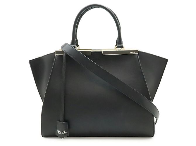 Fendi Leder 2Way Handtasche Schwarz