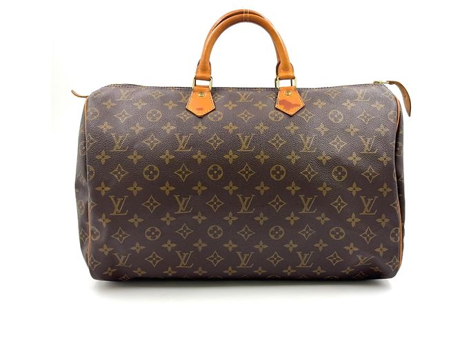 Louis Vuitton Speedy 40 Monogram Boston Bag Brown