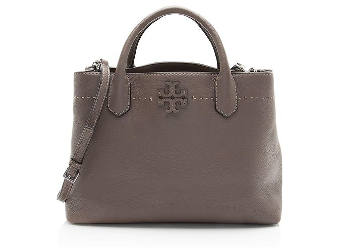 Tote McGraw de couro com três compartimentos da Tory Burch Marrom