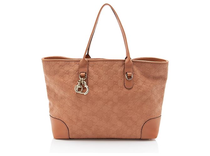 Gucci Guccissima Leder Heart Bit Charm Medium Tote Pink