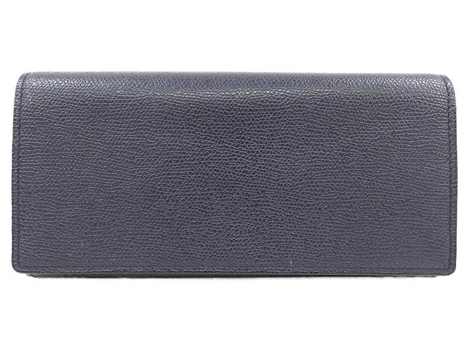 Valextra Leder-Langgeldbörse Blau Marineblau