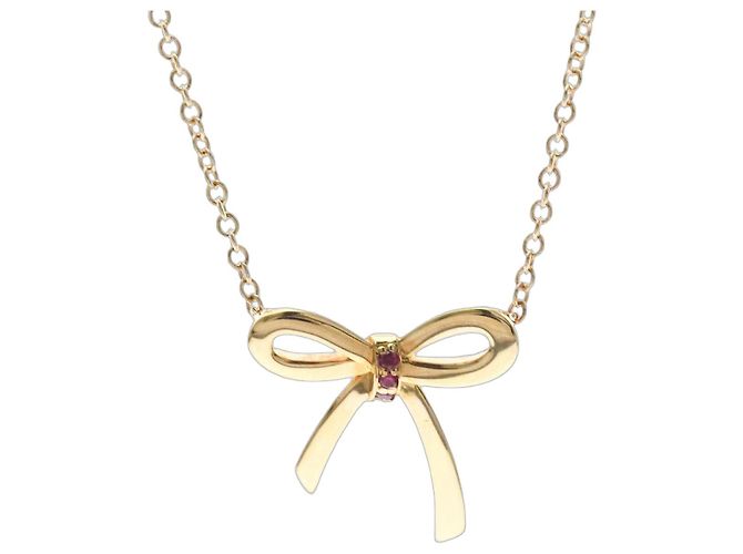Tiffany & Co Colar Tiffany Bow Ribbon em ouro rosa com rubi Dourado