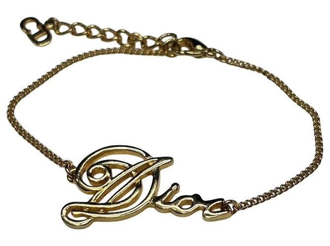 Bracelet Christian Dior Logo Cursive Doré