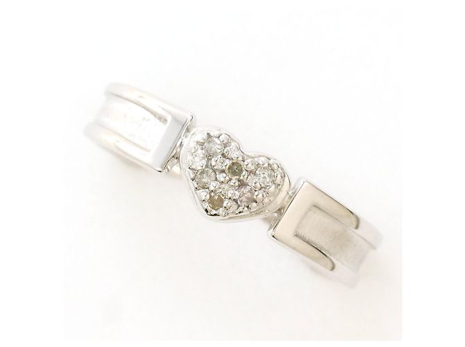 Autre Marque 10K Weißgold-Ring mit Diamant Golden