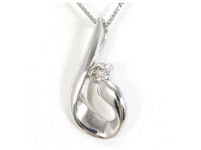 Autre Marque Colar de ouro branco 14K com diamante Dourado