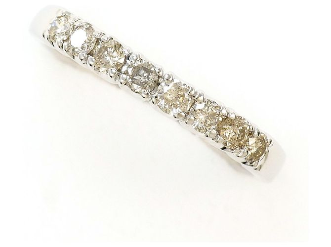 Autre Marque Aliança em ouro branco 10K com diamante Dourado