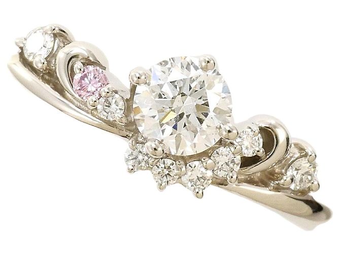 Autre Marque Anillo de banda de platino PT900 con diamantes Rosa Azul