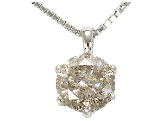 Autre Marque Platinhalskette mit Diamantanhänger