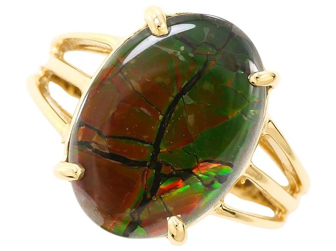 Autre Marque 14K Gelbgold-Ammolit-Ring Golden