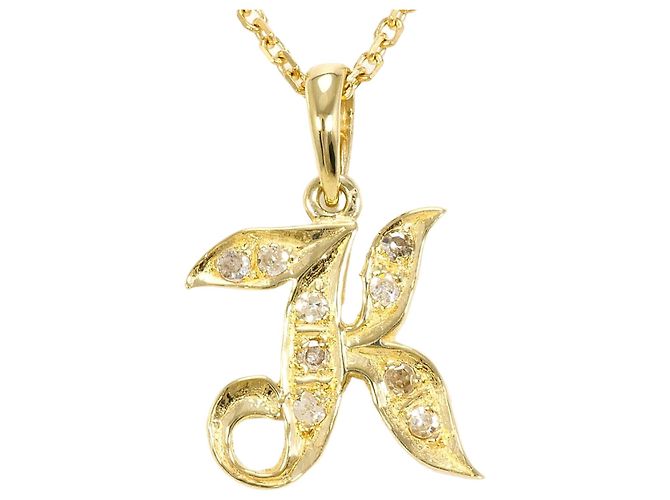 Autre Marque 14K Gelbgoldhalskette mit Diamant Golden