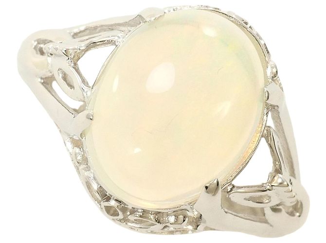 Autre Marque 14K Weißgold-Ring mit Opal Golden 
