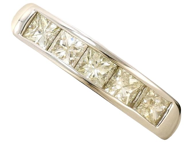 Autre Marque Anillo de banda de platino con diamante amarillo
